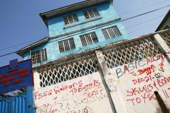 Royalty Free Photo of a Building With Graffiti