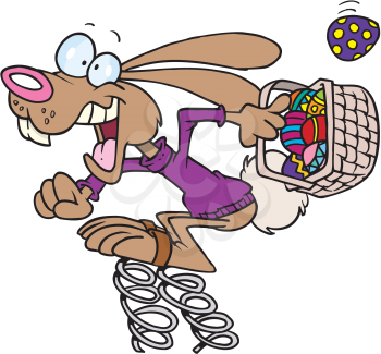 Royalty Free Clipart Image of an Easter Bunny With Springs