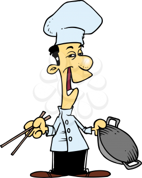 Royalty Free Clipart Image of a Asian Chef