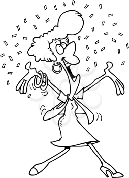 Royalty Free Clipart Image of a Happy Woman Throwing Confetti