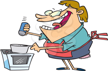 Royalty Free Clipart Image of a Woman Cooking