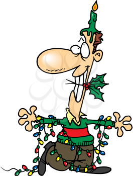 Royalty Free Clipart Image of a Man in Christmas Decorations