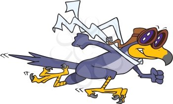 Royalty Free Clipart Image of a Falcon Dressed Like a Pilot