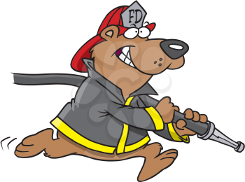 Royalty Free Clipart Image of a Firefighting Bear