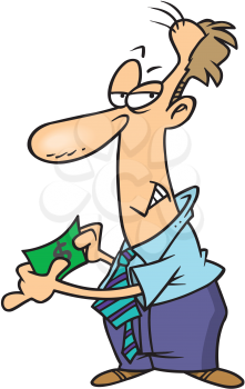 Royalty Free Clipart Image of a Man Holding a Dollar Bill