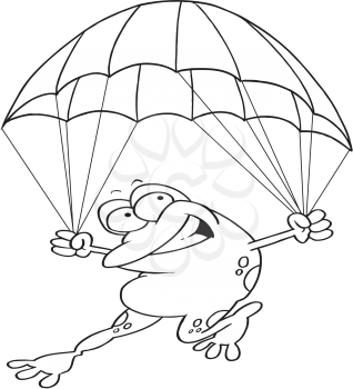 Royalty Free Clipart Image of a Parachuting Frog