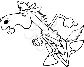 Royalty Free Clipart Image of a Horse in Track Clothes