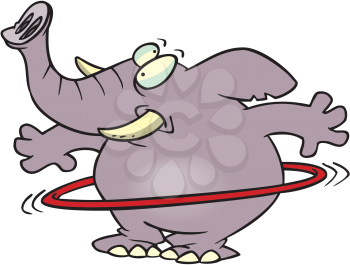 Royalty Free Clipart Image of an Elephant With a Hula Hoop