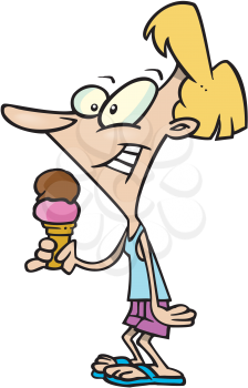Royalty Free Clipart Image of a Woman With an Ice-Cream Cone