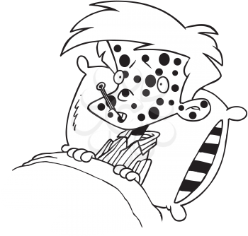 Royalty Free Clipart Image of a Boy With the Measles