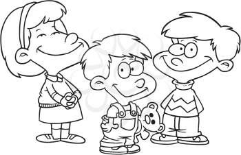 Royalty Free Clipart Image of Three Children