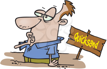 Royalty Free Clipart Image of a Man in Quicksand