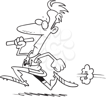 Royalty Free Clipart Image of a Man Running a Relay Race
