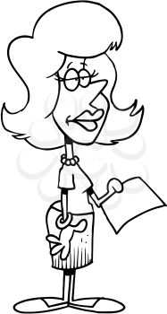 Royalty Free Clipart Image of a Woman Holding a Paper