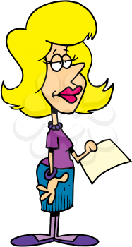 Royalty Free Clipart Image of a Woman Holding a Paper