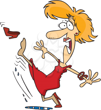 Royalty Free Clipart Image of a Woman Slipping