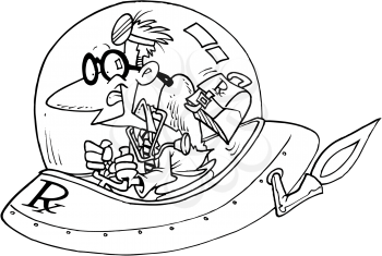 Royalty Free Clipart Image of a Doctor in a Spaceship
