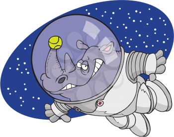 Royalty Free Clipart Image of a Rhino in Space