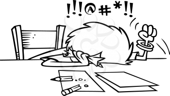 Royalty Free Clipart Image of a
Frustrated Person Doing Taxes or Homework