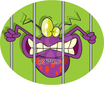 Royalty Free Clipart Image of a Virus Behind Bars