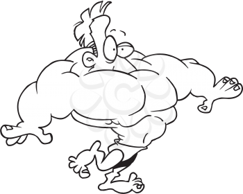 Royalty Free Clipart Image of a Man With Big Muscles