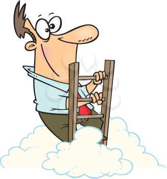 Royalty Free Clipart Image of a Man in the Clouds