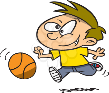 Royalty Free Clipart Image of a Boy Playing With a Ball