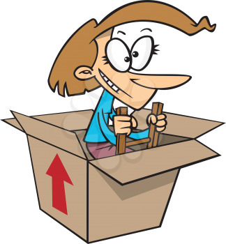 Royalty Free Clipart Image of a
Person Climbing Out of a Box