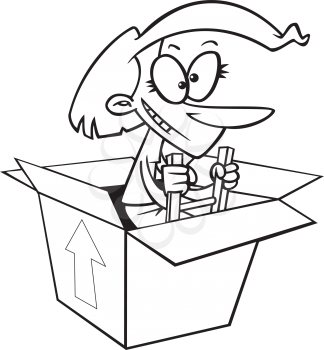 Royalty Free Clipart Image of a
Person Climbing Out of a Box