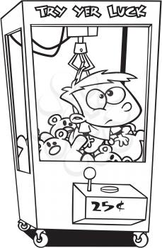 Royalty Free Clipart Image of a Boy in a Toy Machine