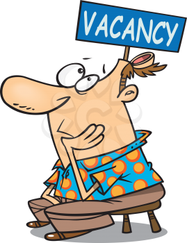 Royalty Free Clipart Image of a Guy With a Vacancy Sign in His Head