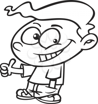 Royalty Free Clipart Image of a Kid Giving a Thumbs Up