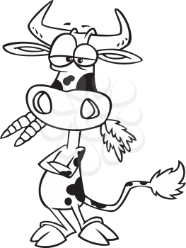 Royalty Free Clipart Image of a Cow Eating Carrots