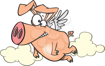 Royalty Free Clipart Image of a Flying Pig