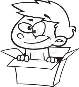 Royalty Free Clipart Image of a Boy in a Box