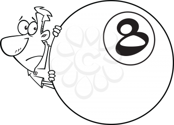Royalty Free Clipart Image of a Man Behind the Eight Ball