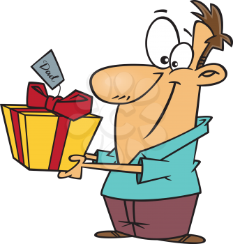 Royalty Free Clipart Image of a Man Holding a Father's Day Gift