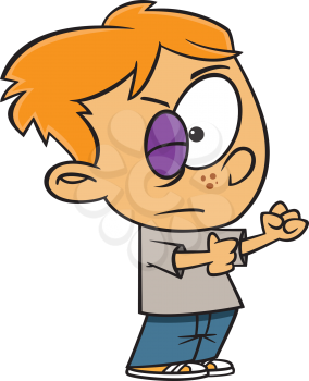 Royalty Free Clipart Image of a Boy With a Black Eye