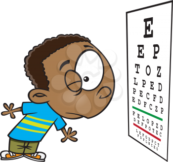 Royalty Free Clipart Image of a Boy Having an Eye Exam
