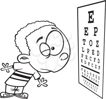 Royalty Free Clipart Image of a Boy Having an Eye Exam