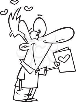 Royalty Free Clipart Image of a Man with a Valentines Day Card
