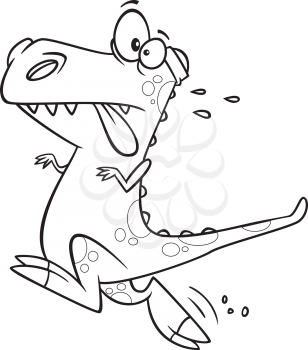 Royalty Free Clipart Image of a Dinosaur Jogging