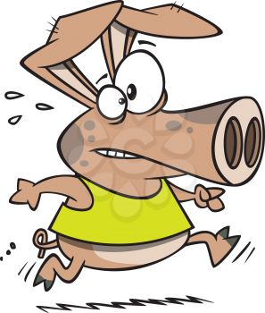 Royalty Free Clipart Image of a Running Pig