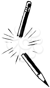 Royalty Free Clipart Image of a Pencil Snapped in Half
