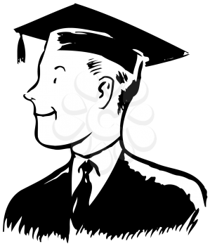 Royalty Free Clipart Image of a Male Graduate