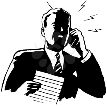 Royalty Free Clipart Image of a Man on a Cell Phone