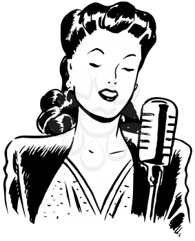 Royalty Free Clipart Image of a Female Singer