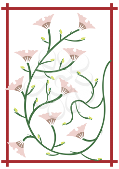 Royalty Free Clipart Image of Flowers on a Vine