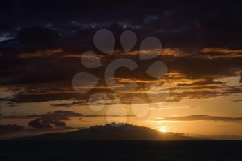 Royalty Free Photo of Sunset Over the Pacific Ocean in Kihei, Maui, Hawaii, USA