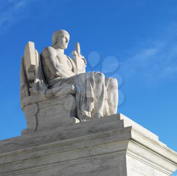 Supreme Court Building sculpture, Washington, DC, USA.